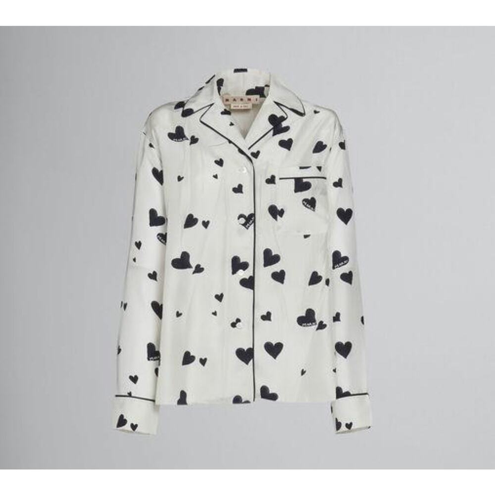 Marni, Bunch of Hearts Silk PJ Blouse, NWT, size: 40